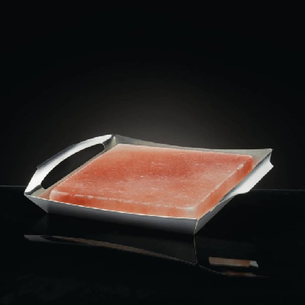 Himalayan salt block with stainless steel topper